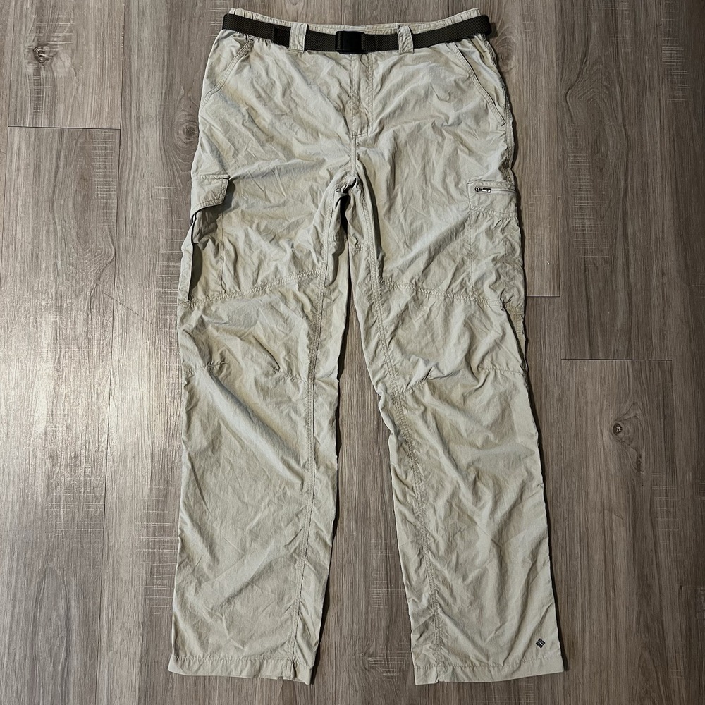 Columbia Cargo Pants Men Size 34 Khaki Excellent Outdoor Hiking Utility Belted